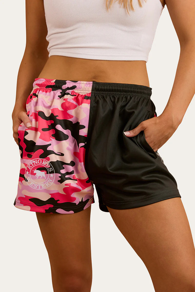 Camo Footy Shorts - Charcoal/Pink Camo