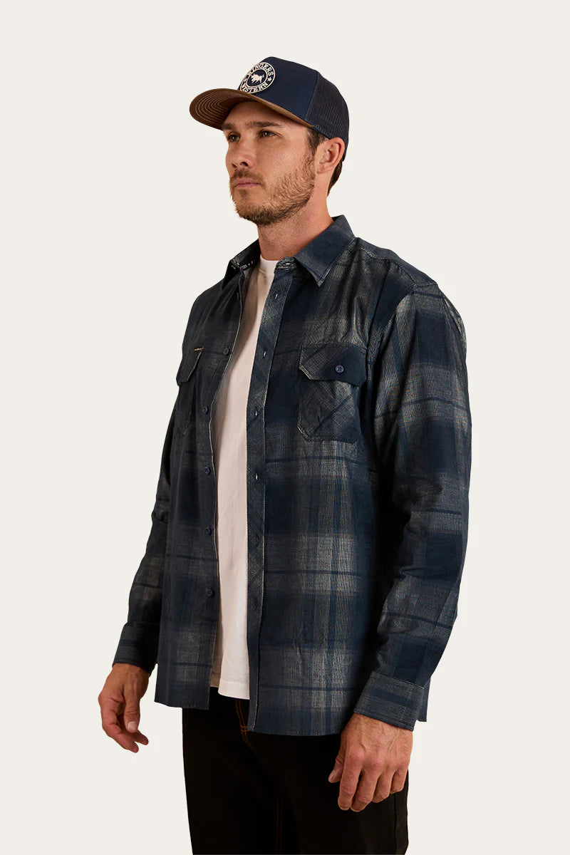 Glenferrie Mens Flannel - Off White/Navy