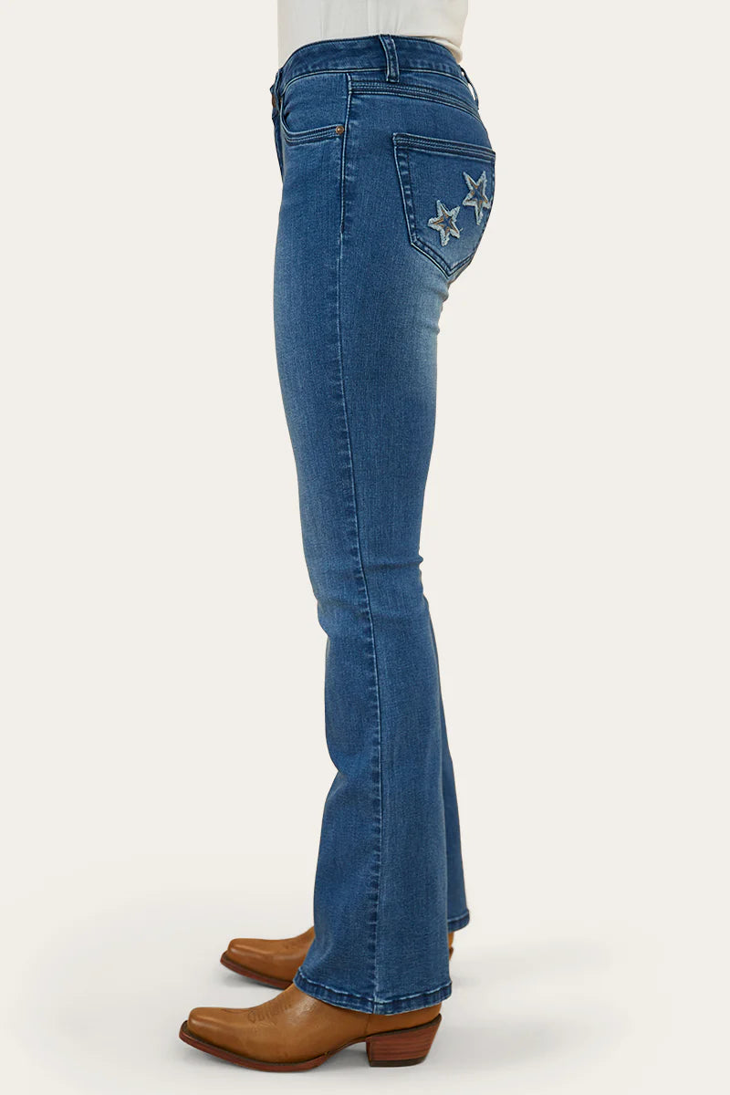 Caroline Rodeo Womens Mid Rise Bootleg Jean - Vintage Blue Wash