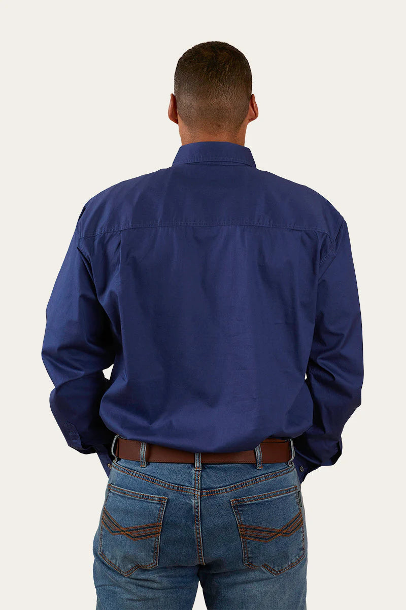 King River Mens Half Button Work Shirt - Steele Blue - Ringers Western Toowoomba