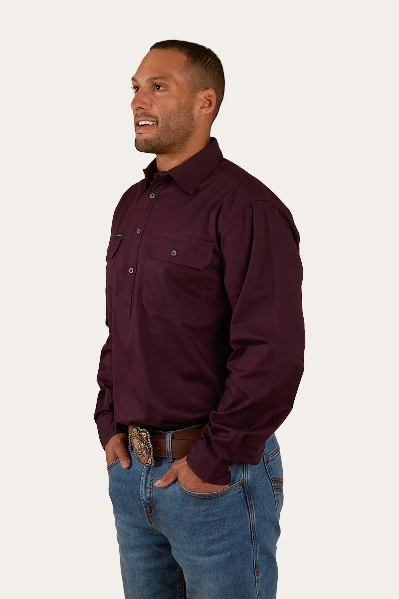 King River Half Button Work Shirt - Aubergine - Ringers Western Toowoomba