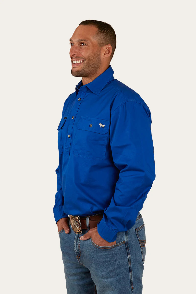 King River Mens Half Button Work Shirt - Royal