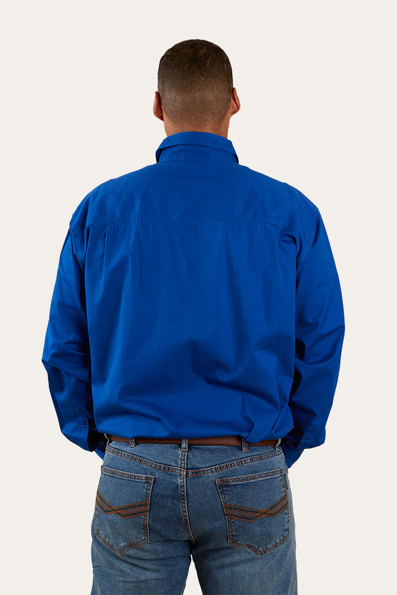 King River Mens Half Button Work Shirt - Royal