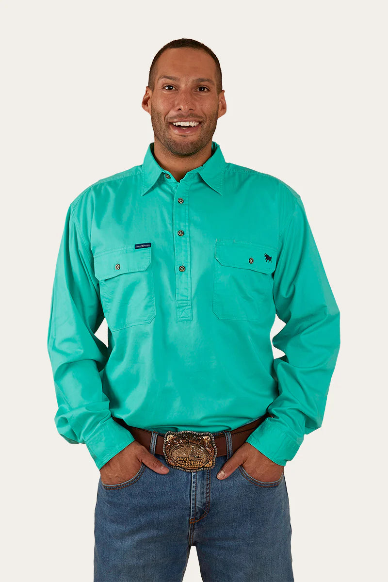 King River Mens Half Button Work Shirt - Mint