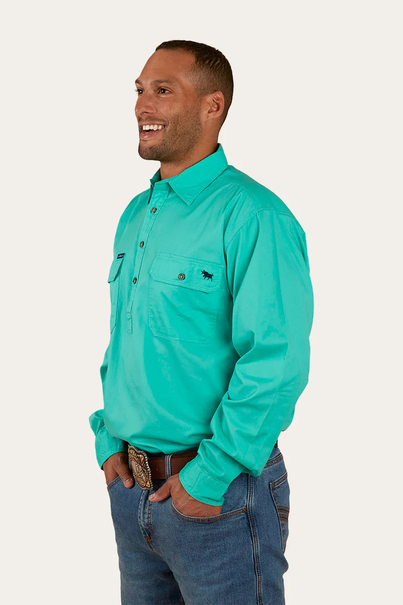 King River Mens Half Button Work Shirt - Mint