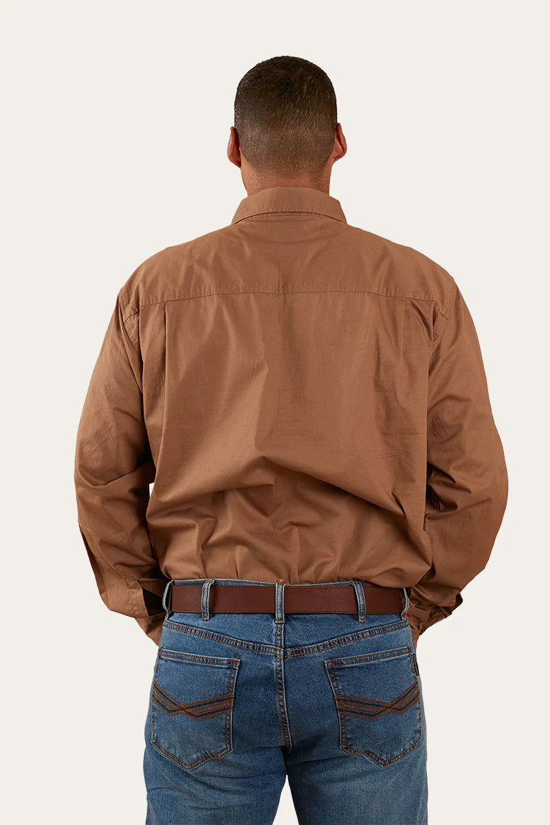 King River Mens Half Button Work Shirt - Clay