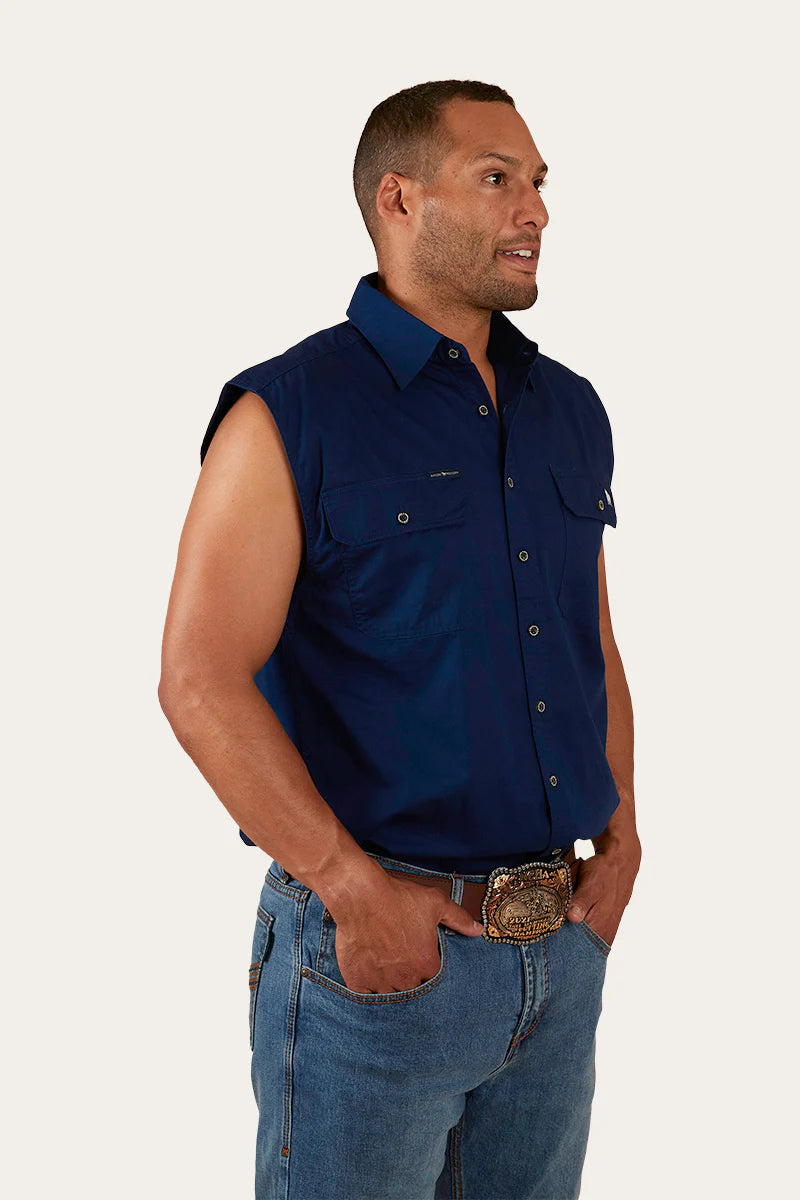 Rob Roy Mens Sleeveless Full Button Work Shirt - Navy - Ringers Western Toowoomba