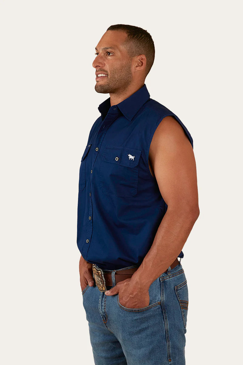 Rob Roy Mens Sleeveless Full Button Work Shirt - Navy - Ringers Western Toowoomba