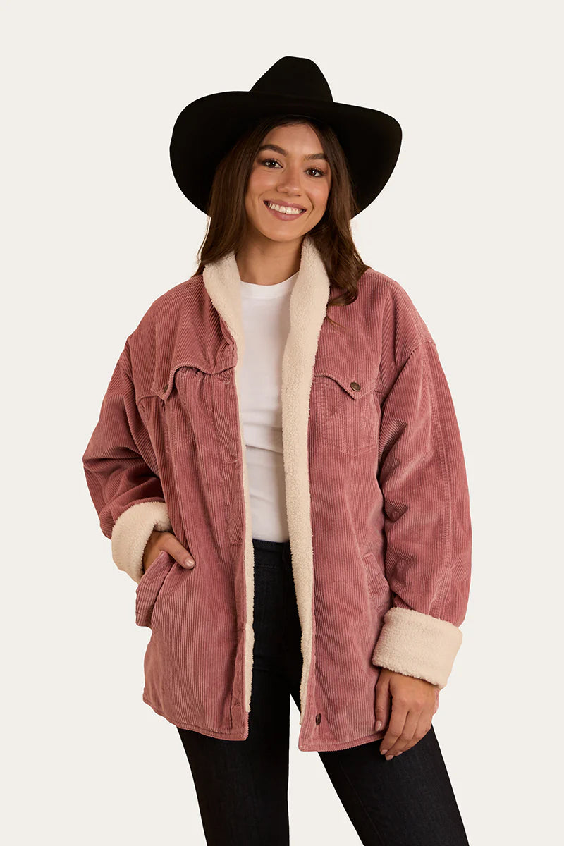 Lacey Womens Sherpa Jacket - Rosey Pink