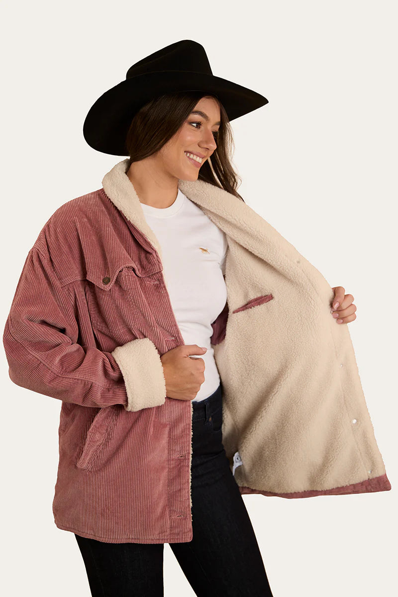 Lacey Womens Sherpa Jacket - Rosey Pink
