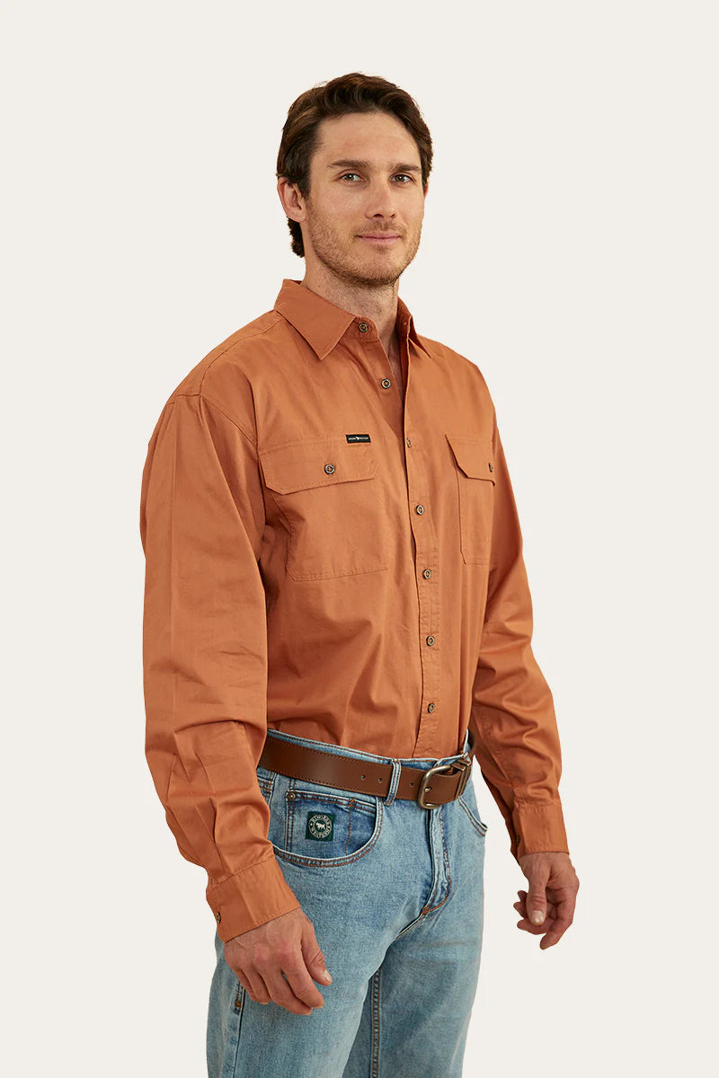 King River Mens Full Button Work Shirt- Copper