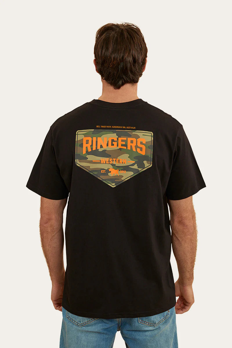 Squadron Mens Loose Fit T-Shirt - Black With Camo