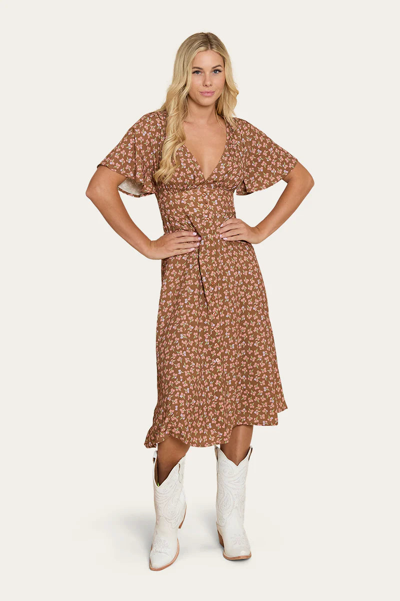 Posie Womens Midi Dress- Toffee