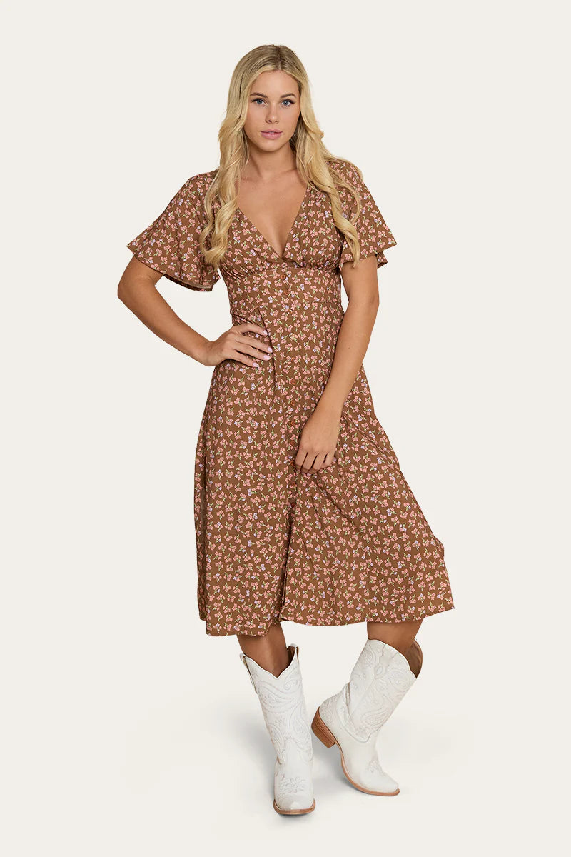 Posie Womens Midi Dress- Toffee