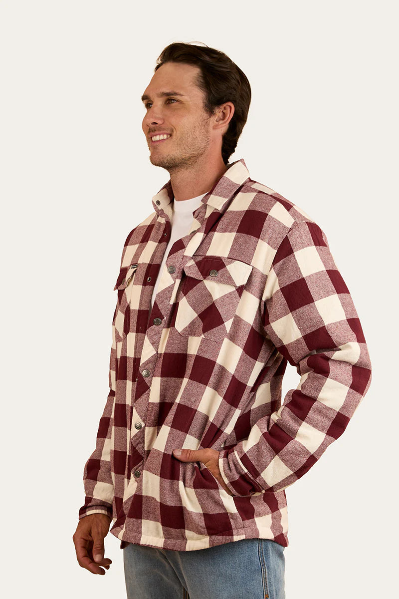 Sawyer Mens Sherpa Flannel - Deep Burgundy