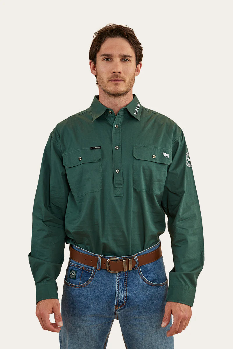 Kreiger Mens Half Button Work Shirt- Pine