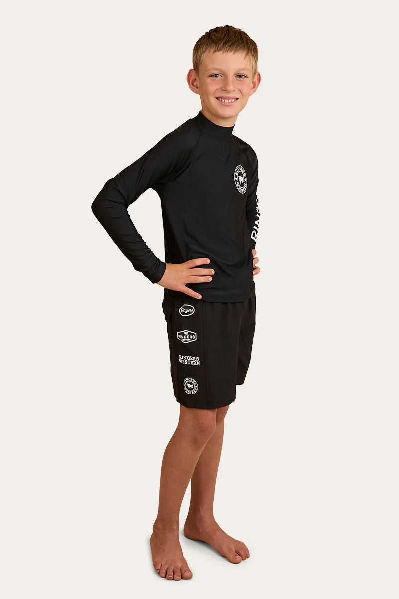 Davey Boys Swim Rashie - Black/White