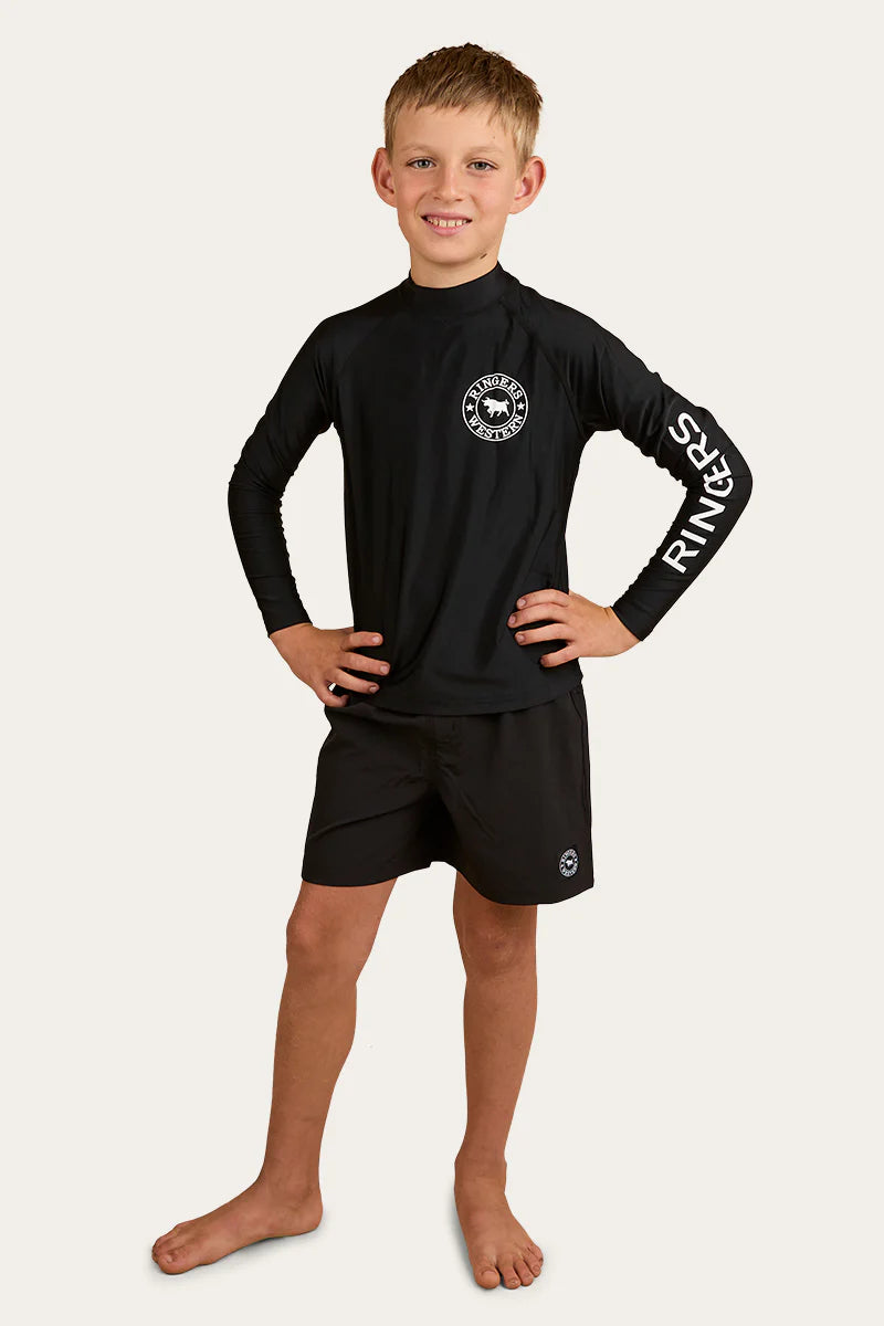 Davey Boys Swim Rashie - Black/White