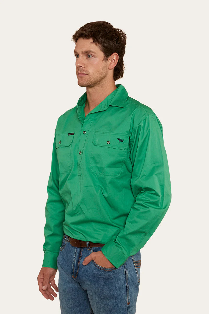 King River Mens Half Button Work Shirt - Kelly Green