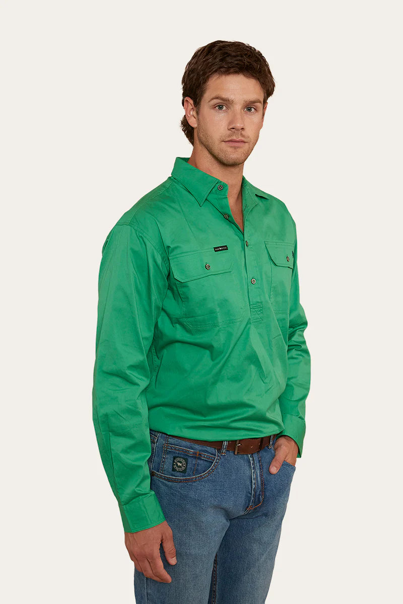 King River Mens Half Button Work Shirt - Kelly Green