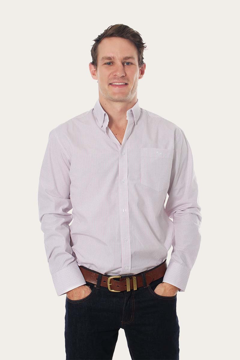 Territory Mens Pin Check Dress Shirt - Red/Blue