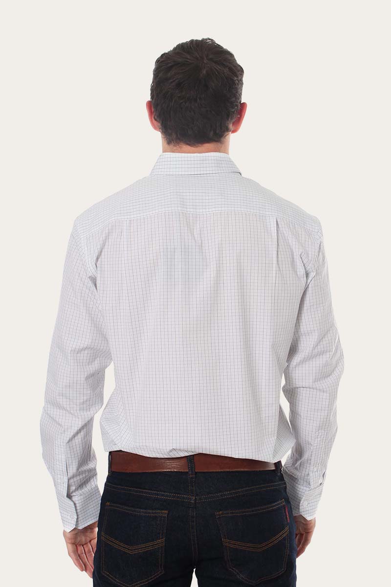 Territory Mens Business Check Dress Shirt - White/Blue
