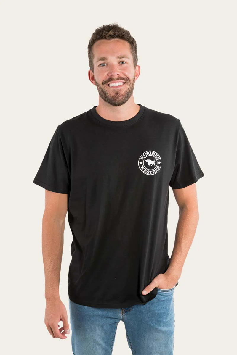 Signature Bull Mens Loose Fit T-Shirt - Black/White - Ringers Western Toowoomba