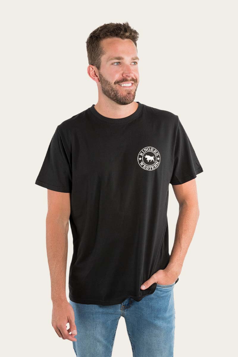 Signature Bull Mens Loose Fit T-Shirt - Black/White - Ringers Western Toowoomba