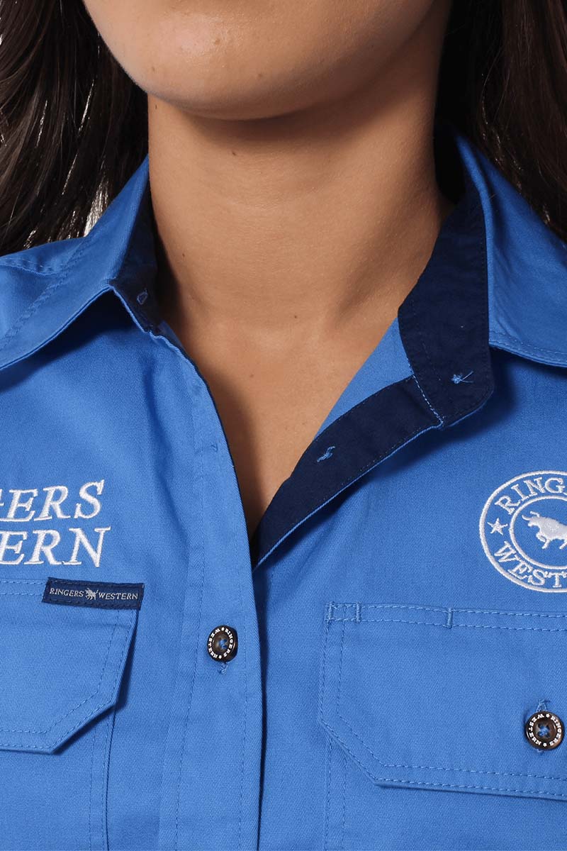 Signature Jillaroo Womens Sleeveless Work Shirt- Blue
