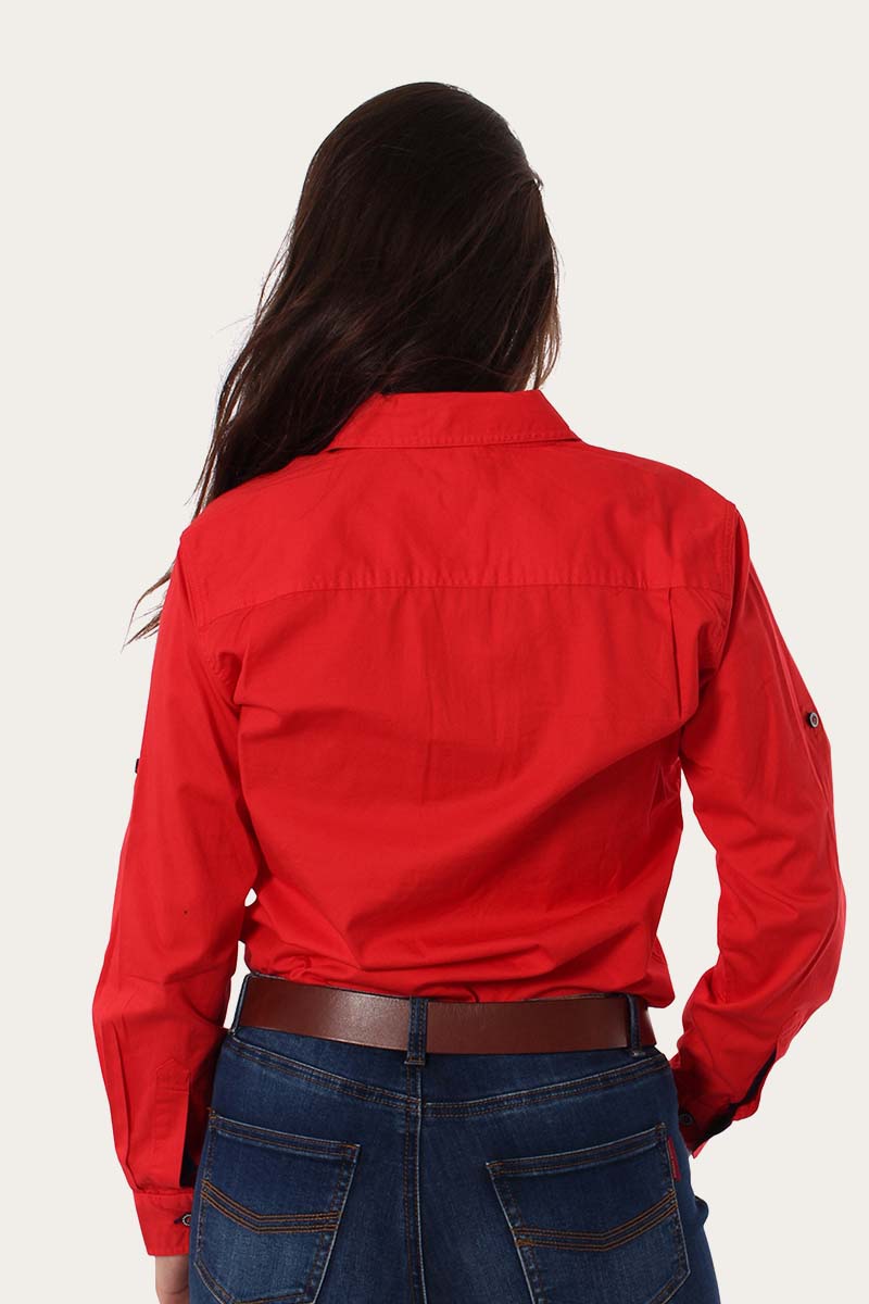 Pentecost River Womens Full Button Work Shirt - Red