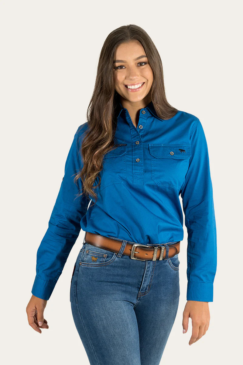 Pentecost River Womens Half Button Work Shirt - Snorkel Blue
