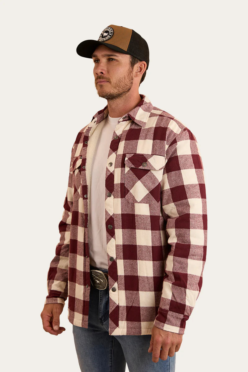 Sawyer Mens Sherpa Flannel - Deep Burgundy