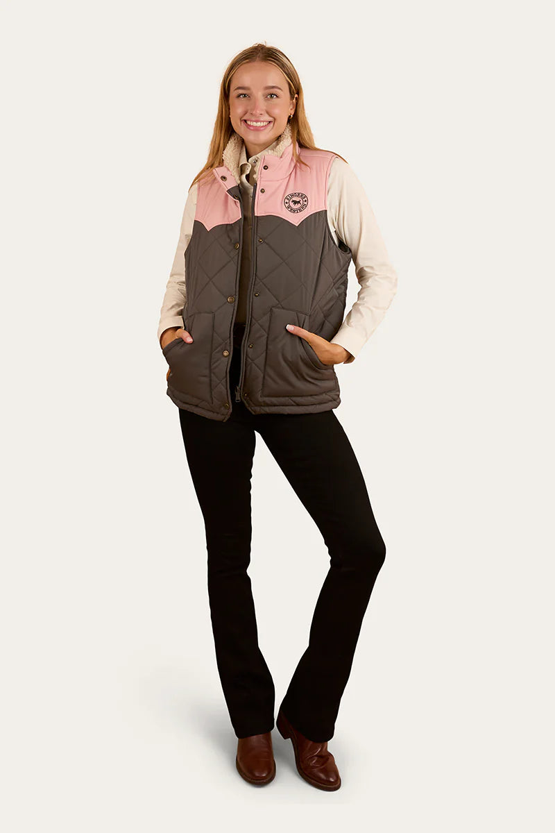 Selwyn Womens Puffer Vest - Charcoal/Pink