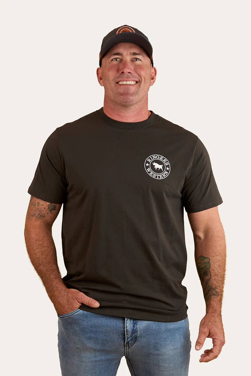 Signature Bull Mens Loose Fit T-Shirt - Charcoal/White