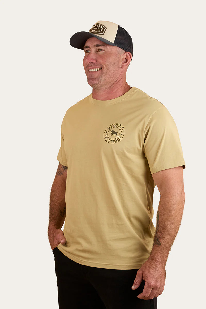 Signature Bull Mens Loose T-Shirt - Pale Olive/ Military Green