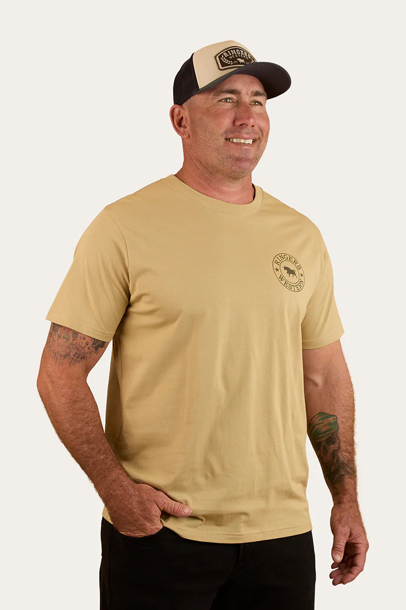 Signature Bull Mens Loose T-Shirt - Pale Olive/ Military Green