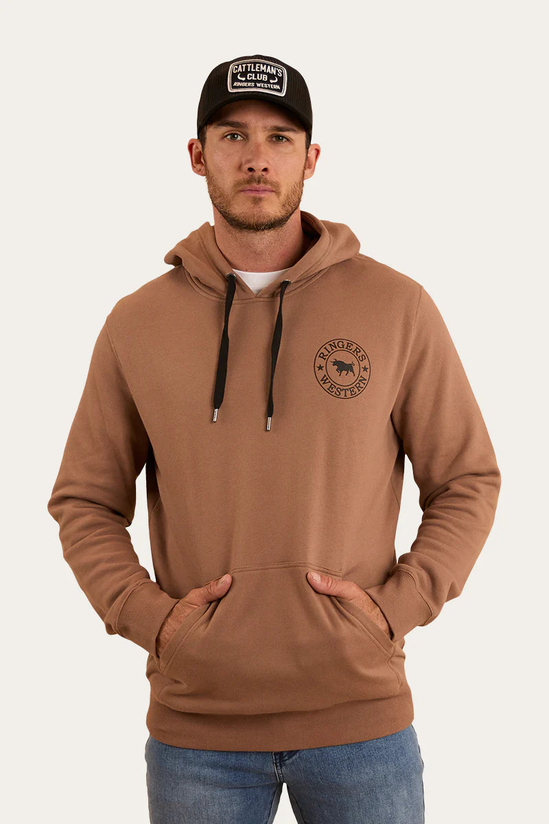 Signature Bull Mens Pullover Hoodie - Almond/Black