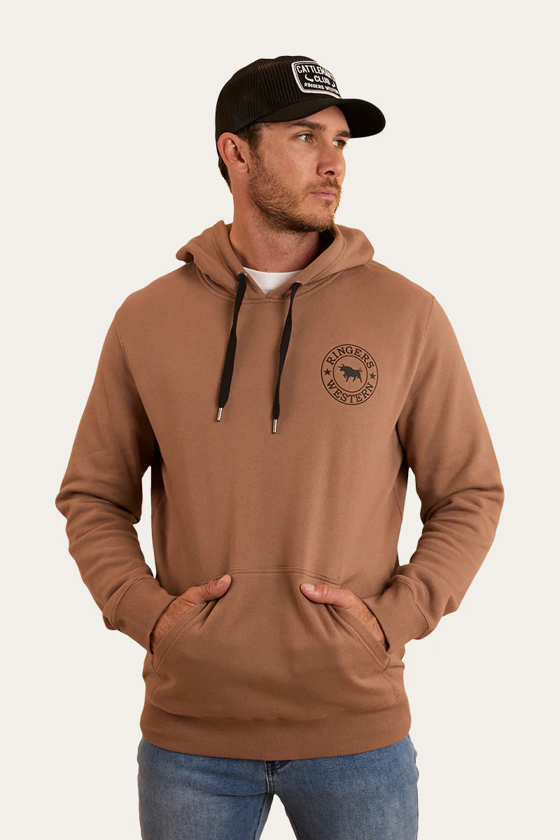 Signature Bull Mens Pullover Hoodie - Almond/Black