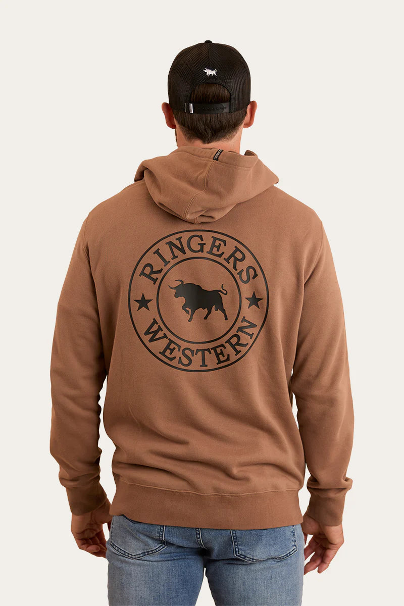 Signature Bull Mens Pullover Hoodie - Almond/Black