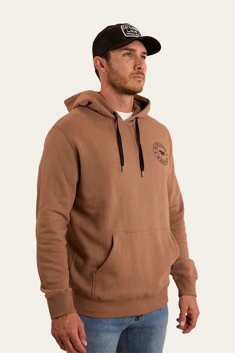 Signature Bull Mens Pullover Hoodie - Almond/Black