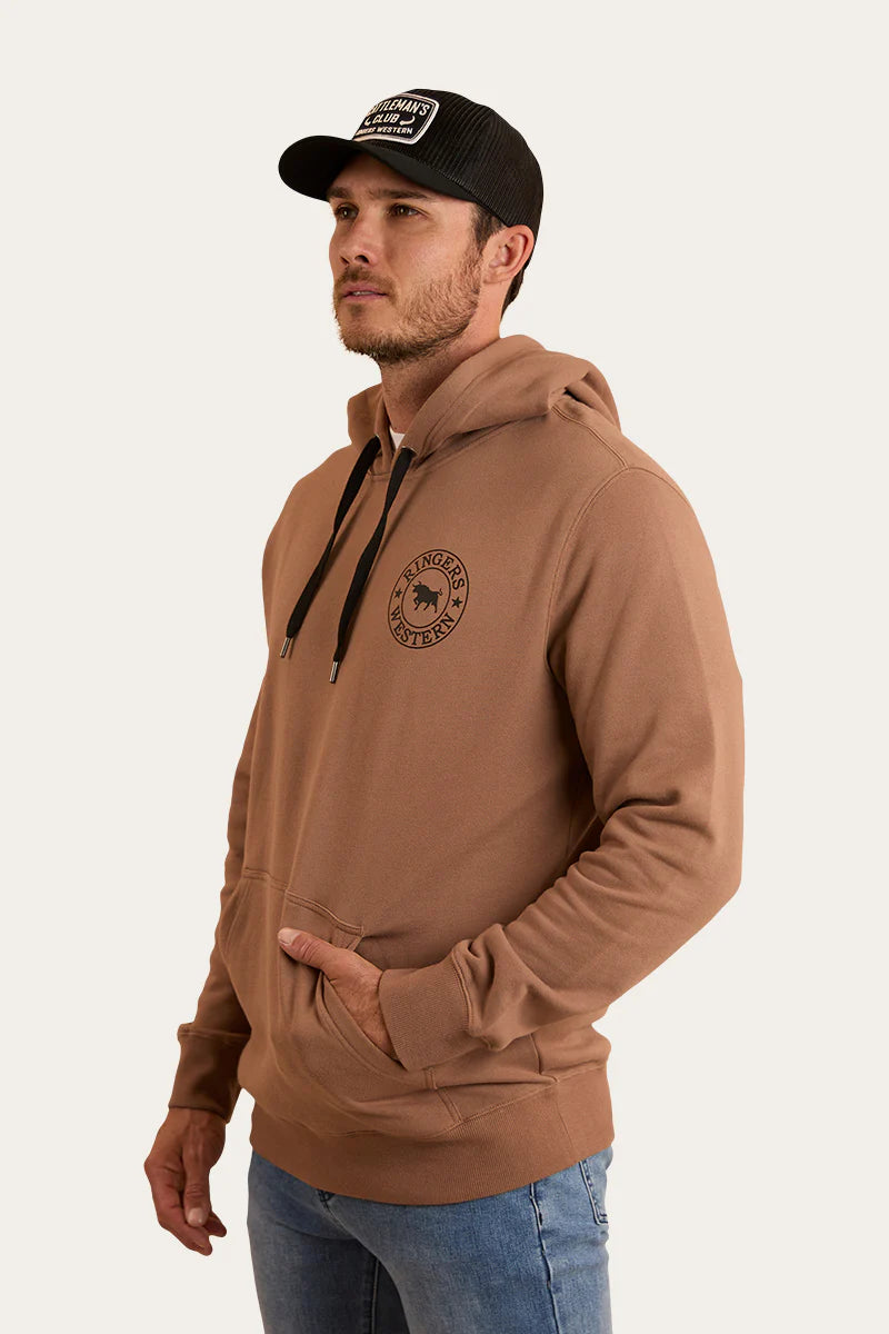 Signature Bull Mens Pullover Hoodie - Almond/Black