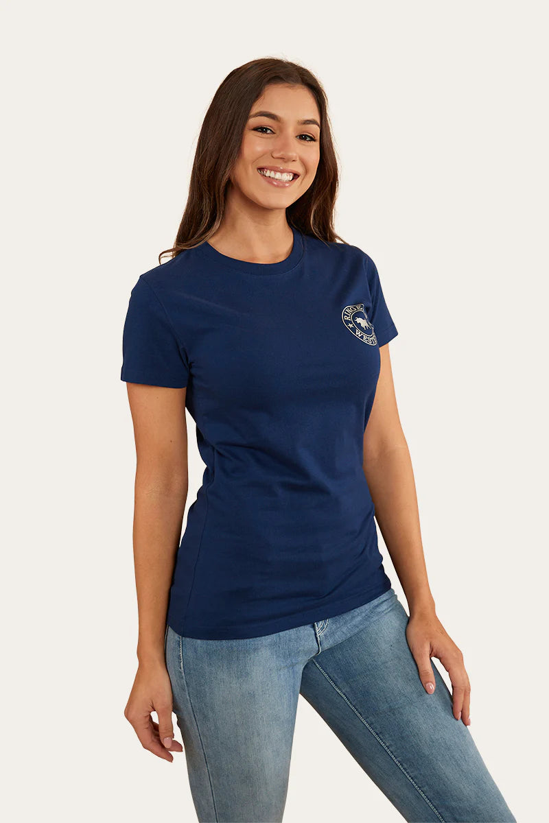 Signature Bull Womens Classic Fit T-Shirt- Navy/Silver