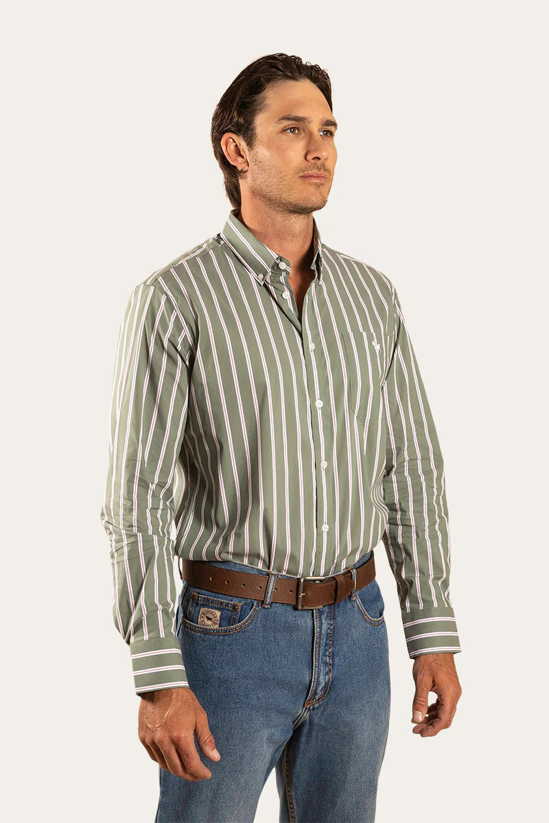 Heritage Mens Stripe Dress Shirt - Green
