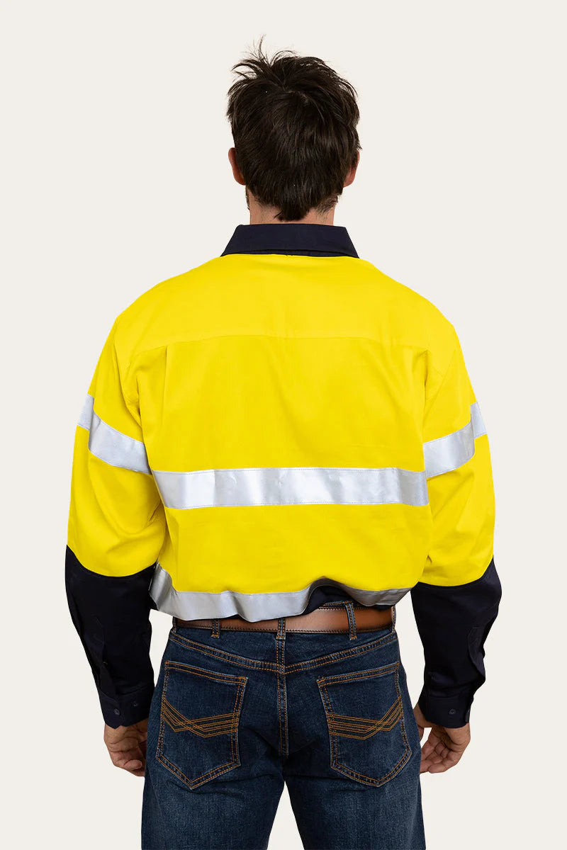 Broken Hill Mens Full Button Hivis Work Shirt - Yellow