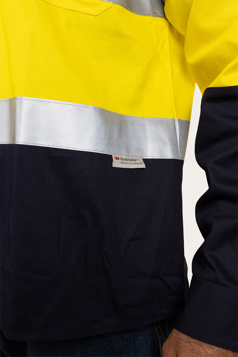 Broken Hill Mens Full Button Hivis Work Shirt - Yellow