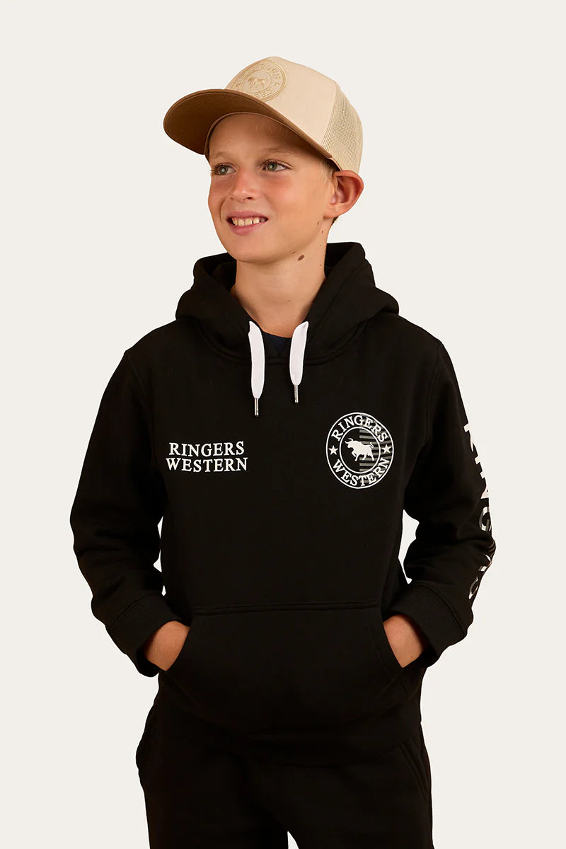 Jackaroo Flag Kids Pullover Hoodie - Black