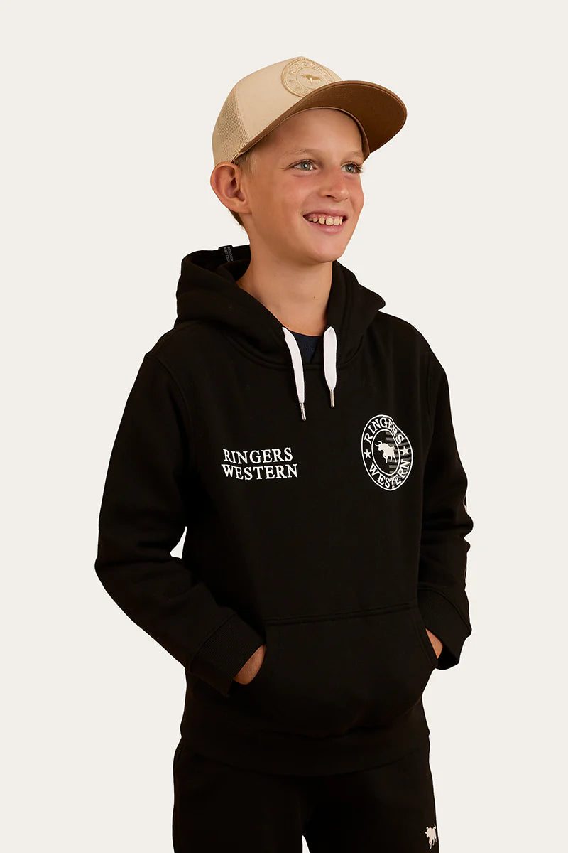 Jackaroo Flag Kids Pullover Hoodie - Black