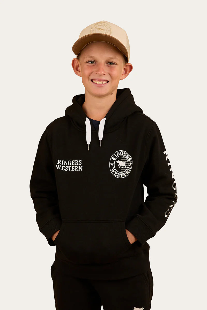 Jackaroo Flag Kids Pullover Hoodie - Black
