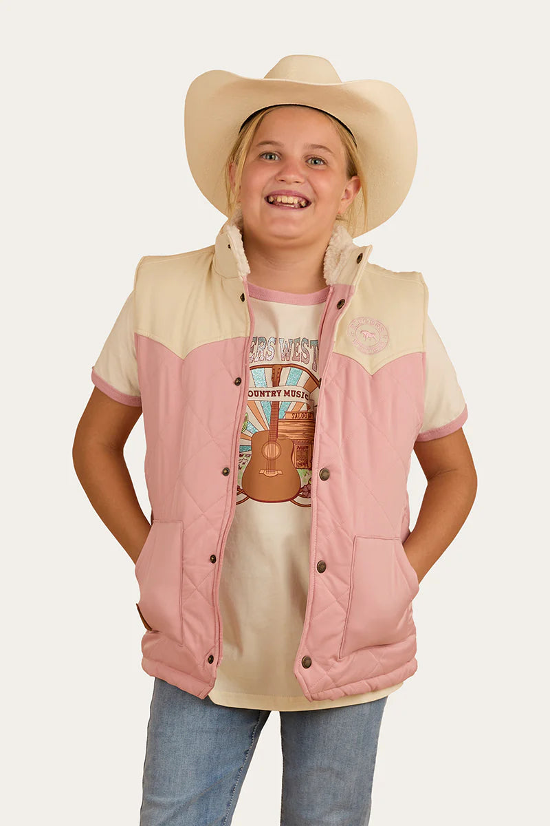 Kynuna Kids Puffer Vest - Pink/Off White
