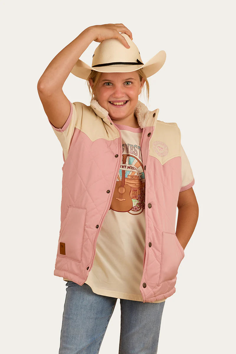 Kynuna Kids Puffer Vest - Pink/Off White